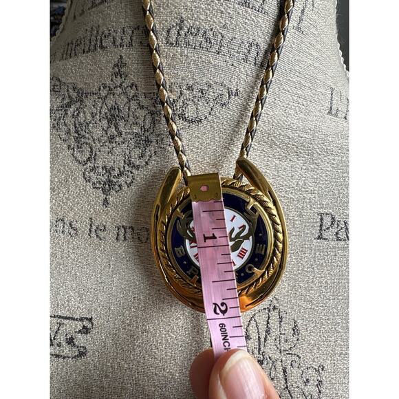 Rare Vintage Elks Lodge Bolo Tie – Western Rope Slide with Deer & Clock - Picture 4 of 5
